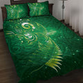 Aotearoa New Zealand New Year Quilt Bed Set Tribal Koru Tattoo Green Galaxy Maori Silver Fern