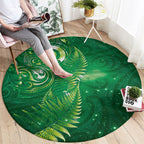 Aotearoa New Zealand New Year Round Carpet Tribal Koru Tattoo Green Galaxy Maori Silver Fern