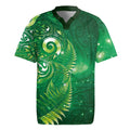 Aotearoa New Zealand New Year Rugby Jersey Tribal Koru Tattoo Green Galaxy Maori Silver Fern