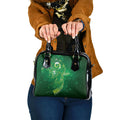Aotearoa New Zealand New Year Shoulder Handbag Tribal Koru Tattoo Green Galaxy Maori Silver Fern