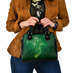 Aotearoa New Zealand New Year Shoulder Handbag Tribal Koru Tattoo Green Galaxy Maori Silver Fern