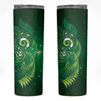 Aotearoa New Zealand New Year Skinny Tumbler Tribal Koru Tattoo Green Galaxy Maori Silver Fern