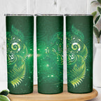 Aotearoa New Zealand New Year Skinny Tumbler Tribal Koru Tattoo Green Galaxy Maori Silver Fern
