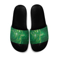 Aotearoa New Zealand New Year Slide Sandals Tribal Koru Tattoo Green Galaxy Maori Silver Fern