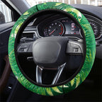 Aotearoa New Zealand New Year Steering Wheel Cover Tribal Koru Tattoo Green Galaxy Maori Silver Fern