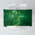 Aotearoa New Zealand New Year Tablecloth Tribal Koru Tattoo Green Galaxy Maori Silver Fern