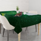 Aotearoa New Zealand New Year Tablecloth Tribal Koru Tattoo Green Galaxy Maori Silver Fern