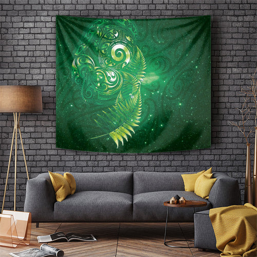 Aotearoa New Zealand New Year Tapestry Tribal Koru Tattoo Green Galaxy Maori Silver Fern