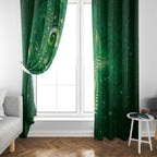 Aotearoa New Zealand New Year Window Curtain Tribal Koru Tattoo Green Galaxy Maori Silver Fern