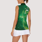 Aotearoa New Zealand New Year Women Sleeveless Polo Shirt Tribal Koru Tattoo Green Galaxy Maori Silver Fern