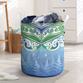 Aotearoa New Zealand New Year Laundry Basket Maori Motifs with Silver Fern and Matariki Stars