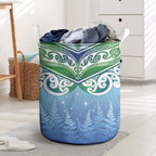 Aotearoa New Zealand New Year Laundry Basket Maori Motifs with Silver Fern and Matariki Stars