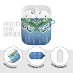 Aotearoa New Zealand New Year AirPods Case Maori Motifs with Silver Fern and Matariki Stars
