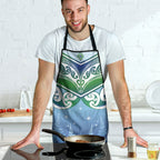 Aotearoa New Zealand New Year Apron Maori Motifs with Silver Fern and Matariki Stars