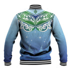 Aotearoa New Zealand New Year Baseball Jacket Maori Motifs with Silver Fern and Matariki Stars