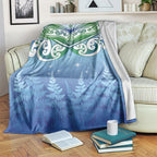 Aotearoa New Zealand New Year Blanket Maori Motifs with Silver Fern and Matariki Stars