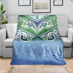Aotearoa New Zealand New Year Blanket Maori Motifs with Silver Fern and Matariki Stars