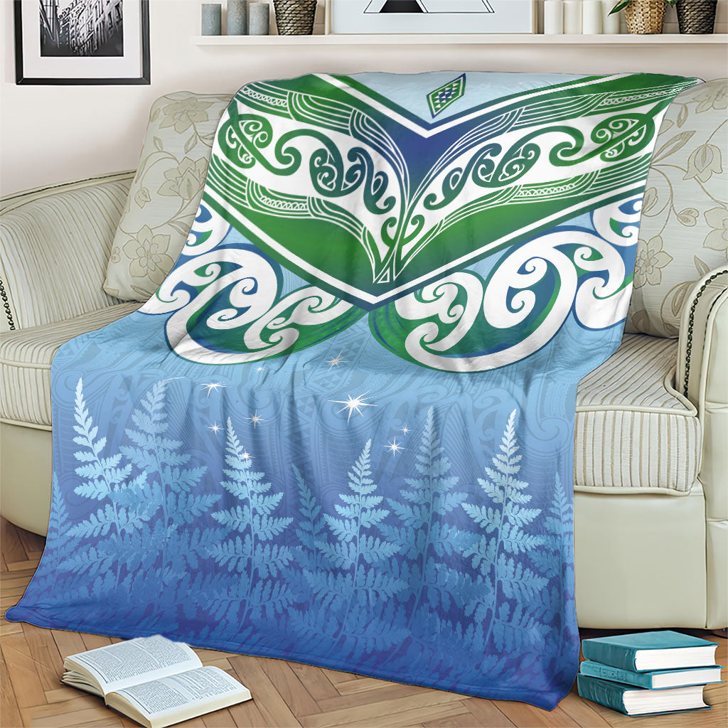 Aotearoa New Zealand New Year Blanket Maori Motifs with Silver Fern and Matariki Stars