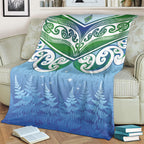 Aotearoa New Zealand New Year Blanket Maori Motifs with Silver Fern and Matariki Stars