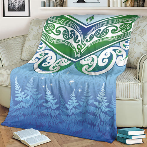 Aotearoa New Zealand New Year Blanket Maori Motifs with Silver Fern and Matariki Stars