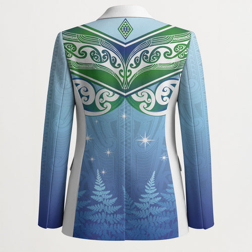 Aotearoa New Zealand New Year Blazer Maori Motifs with Silver Fern and Matariki Stars