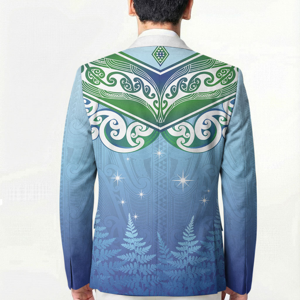 Aotearoa New Zealand New Year Blazer Maori Motifs with Silver Fern and Matariki Stars
