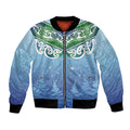 Aotearoa New Zealand New Year Bomber Jacket Maori Motifs with Silver Fern and Matariki Stars