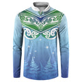 Aotearoa New Zealand New Year Button Sweatshirt Maori Motifs with Silver Fern and Matariki Stars