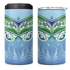 Aotearoa New Zealand New Year 4 in 1 Can Cooler Tumbler Maori Motifs with Silver Fern and Matariki Stars