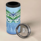 Aotearoa New Zealand New Year 4 in 1 Can Cooler Tumbler Maori Motifs with Silver Fern and Matariki Stars