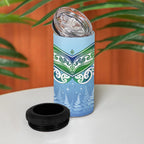 Aotearoa New Zealand New Year 4 in 1 Can Cooler Tumbler Maori Motifs with Silver Fern and Matariki Stars
