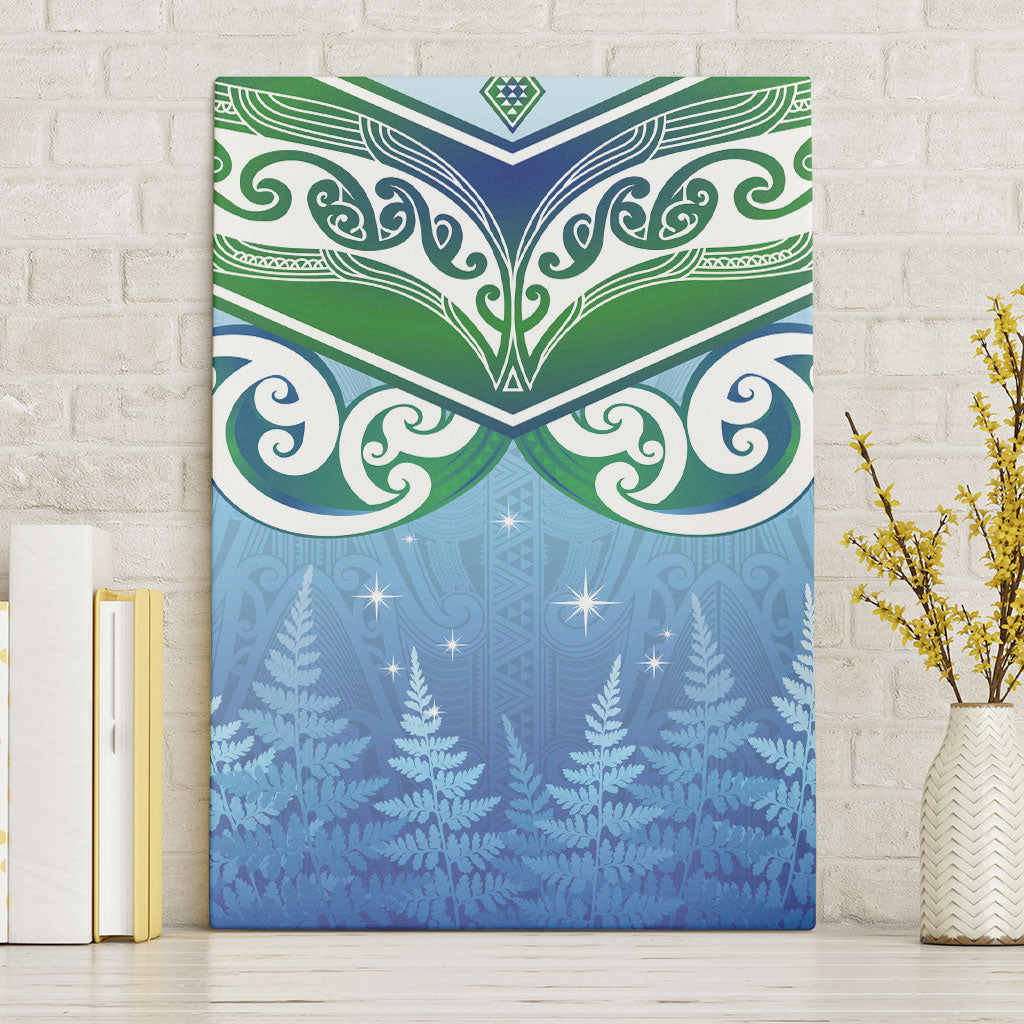 Aotearoa New Zealand New Year Canvas Wall Art Maori Motifs with Silver Fern and Matariki Stars