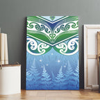 Aotearoa New Zealand New Year Canvas Wall Art Maori Motifs with Silver Fern and Matariki Stars