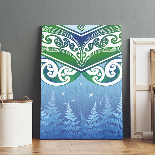 Aotearoa New Zealand New Year Canvas Wall Art Maori Motifs with Silver Fern and Matariki Stars