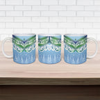 Aotearoa New Zealand New Year Ceramic Mug Maori Motifs with Silver Fern and Matariki Stars