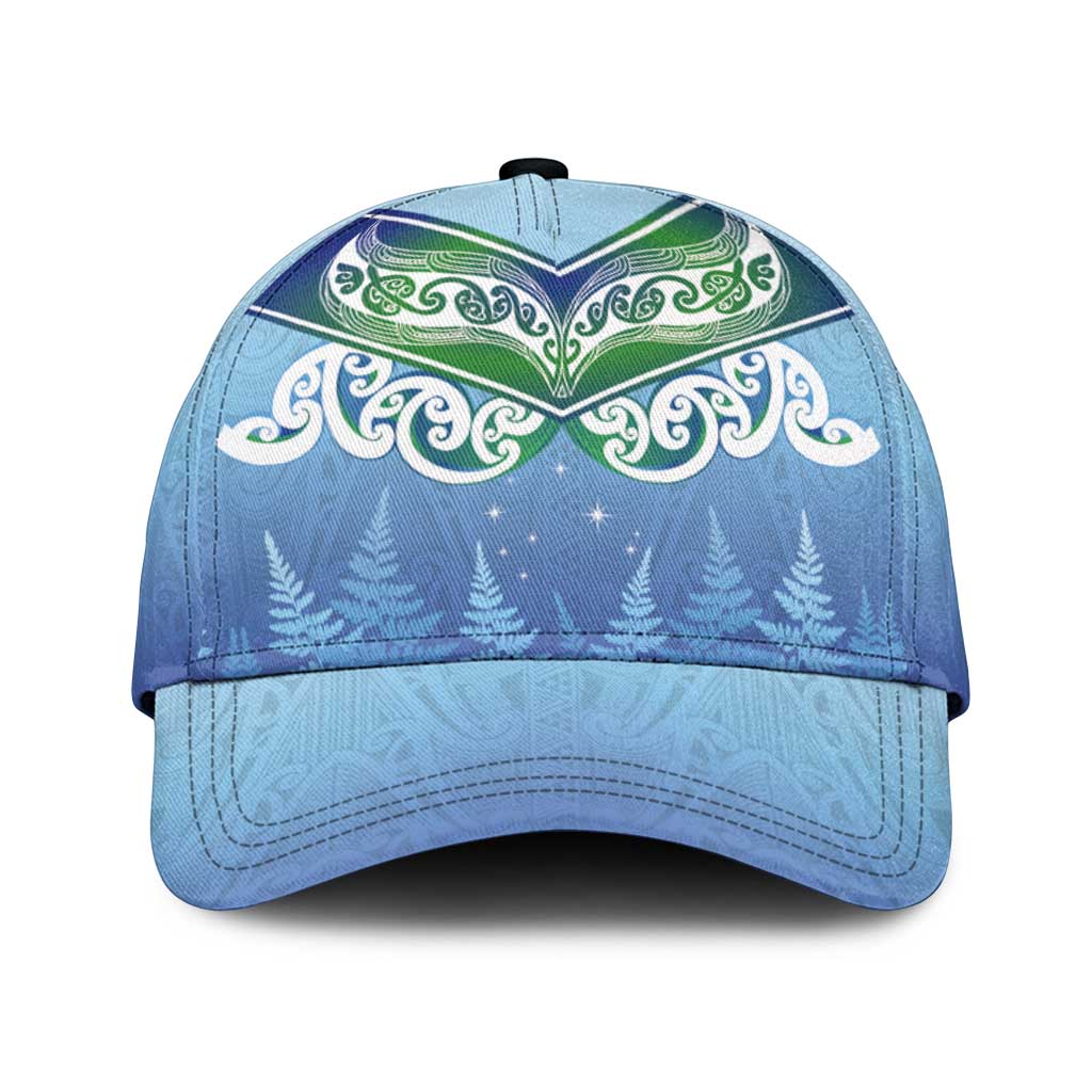 Aotearoa New Zealand New Year Classic Cap Maori Motifs with Silver Fern and Matariki Stars