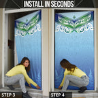 Aotearoa New Zealand New Year Door Cover Maori Motifs with Silver Fern and Matariki Stars