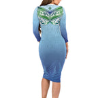Aotearoa New Zealand New Year Family Matching Long Sleeve Bodycon Dress and Hawaiian Shirt Maori Motifs with Silver Fern and Matariki Stars