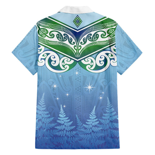 Aotearoa New Zealand New Year Family Matching Mermaid Dress and Hawaiian Shirt Maori Motifs with Silver Fern and Matariki Stars