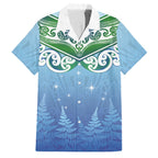 Aotearoa New Zealand New Year Family Matching Puletasi and Hawaiian Shirt Maori Motifs with Silver Fern and Matariki Stars