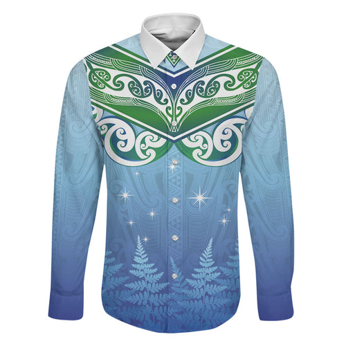 Aotearoa New Zealand New Year Family Matching Puletasi and Hawaiian Shirt Maori Motifs with Silver Fern and Matariki Stars