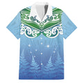 Aotearoa New Zealand New Year Family Matching Short Sleeve Bodycon Dress and Hawaiian Shirt Maori Motifs with Silver Fern and Matariki Stars