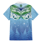 Aotearoa New Zealand New Year Family Matching Tank Maxi Dress and Hawaiian Shirt Maori Motifs with Silver Fern and Matariki Stars