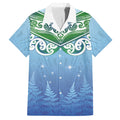 Aotearoa New Zealand New Year Hawaiian Shirt Maori Motifs with Silver Fern and Matariki Stars