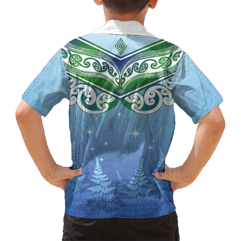 Aotearoa New Zealand New Year Hawaiian Shirt Maori Motifs with Silver Fern and Matariki Stars