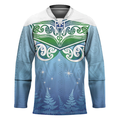 Aotearoa New Zealand New Year Hockey Jersey Maori Motifs with Silver Fern and Matariki Stars