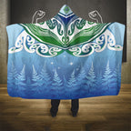 Aotearoa New Zealand New Year Hooded Blanket Maori Motifs with Silver Fern and Matariki Stars