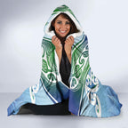 Aotearoa New Zealand New Year Hooded Blanket Maori Motifs with Silver Fern and Matariki Stars