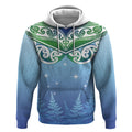 Aotearoa New Zealand New Year Hoodie Maori Motifs with Silver Fern and Matariki Stars