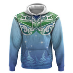 Aotearoa New Zealand New Year Hoodie Maori Motifs with Silver Fern and Matariki Stars